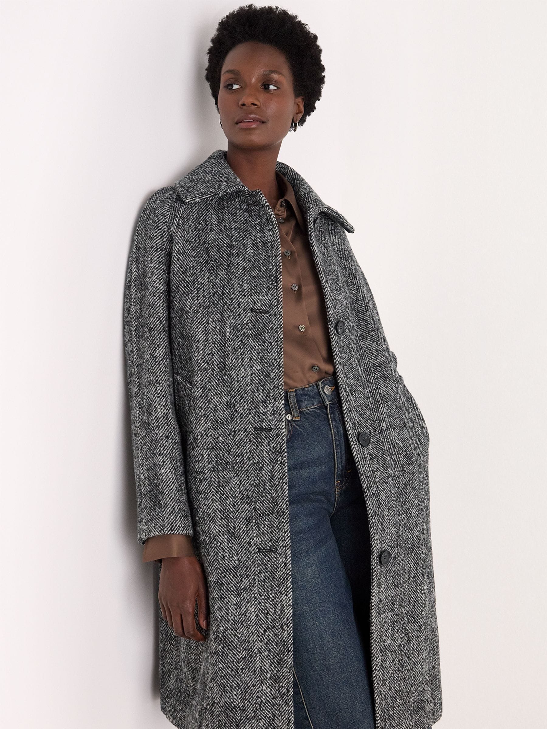 Buy Whistles Grey Romy Herringbone Boucle Coat from Next USA