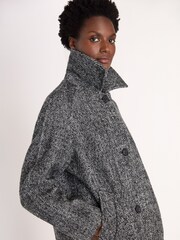 Whistles Grey Romy Herringbone Boucle Coat - Image 4 of 5