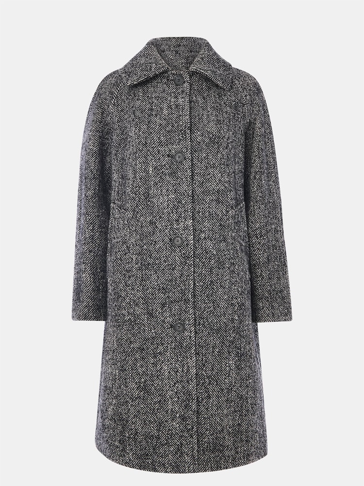 Whistles Grey Romy Herringbone Boucle Coat - Image 5 of 5