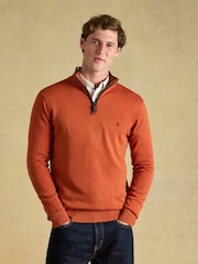 Joules Hillside Orange Quarter Zip Knitted Jumper - Image 1 of 7