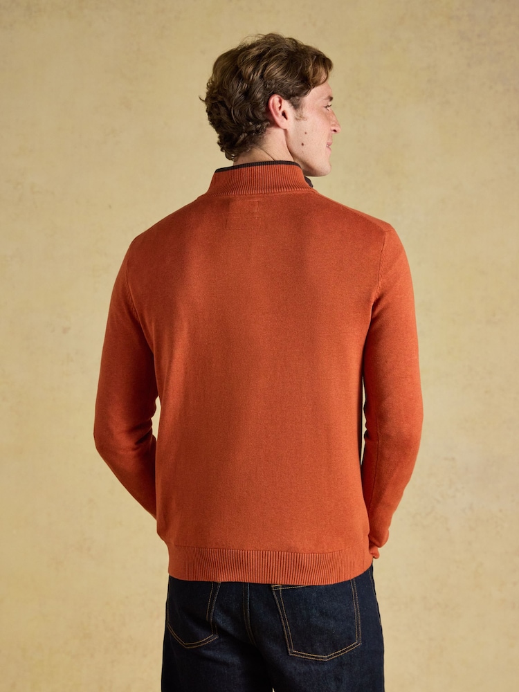 Joules Hillside Orange Quarter Zip Knitted Jumper - Image 2 of 7