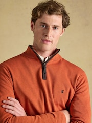 Joules Hillside Orange Quarter Zip Knitted Jumper - Image 3 of 7