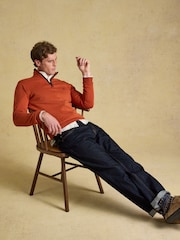 Joules Hillside Orange Quarter Zip Knitted Jumper - Image 4 of 7