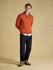 Joules Hillside Orange Quarter Zip Knitted Jumper - Image 6 of 7