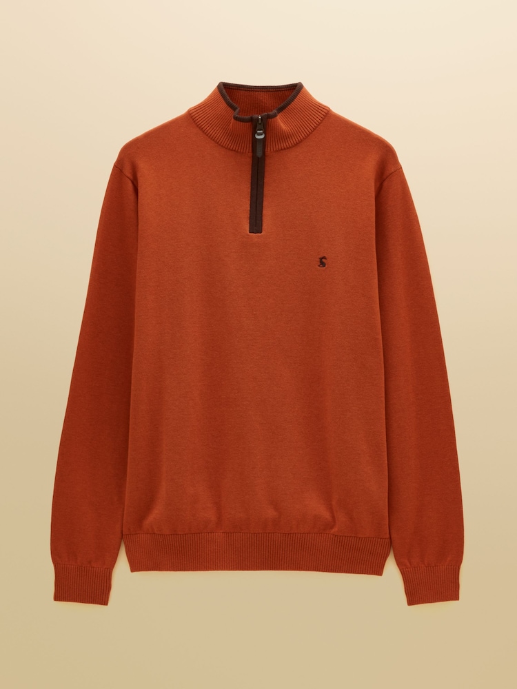Joules Hillside Orange Quarter Zip Knitted Jumper - Image 7 of 7