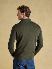 Joules Hillside Khaki Green Quarter Zip Knitted Jumper - Image 2 of 7