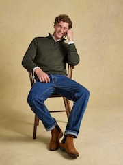 Joules Hillside Khaki Green Quarter Zip Knitted Jumper - Image 3 of 7