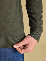 Joules Hillside Khaki Green Quarter Zip Knitted Jumper - Image 6 of 7