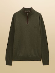 Joules Hillside Khaki Green Quarter Zip Knitted Jumper - Image 7 of 7