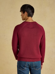 Joules Intarsia Crew Neck Burgundy Car Jumper - Image 2 of 8