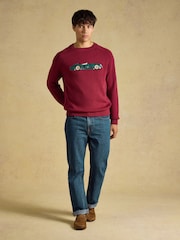 Joules Intarsia Crew Neck Burgundy Car Jumper - Image 4 of 8