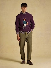 Purple Jonty Fox - Joules Intarsia Crew Neck Jumper - Obraz 3 z 8