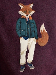 Purple Jonty Fox - Joules Intarsia Crew Neck Jumper - Obraz 5 z 8