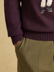 Purple Jonty Fox - Joules Intarsia Crew Neck Jumper - Obraz 7 z 8
