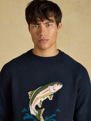 Granatowa ryba - Joules Intarsia Crew Neck Jumper - Obraz 4 z 7