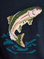 Granatowa ryba - Joules Intarsia Crew Neck Jumper - Obraz 6 z 7