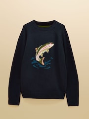 Granatowa ryba - Joules Intarsia Crew Neck Jumper - Obraz 7 z 7