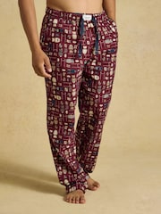 Joules Burgundy Red Relaxed Fit Pyjama Bottoms - Image 1 of 7