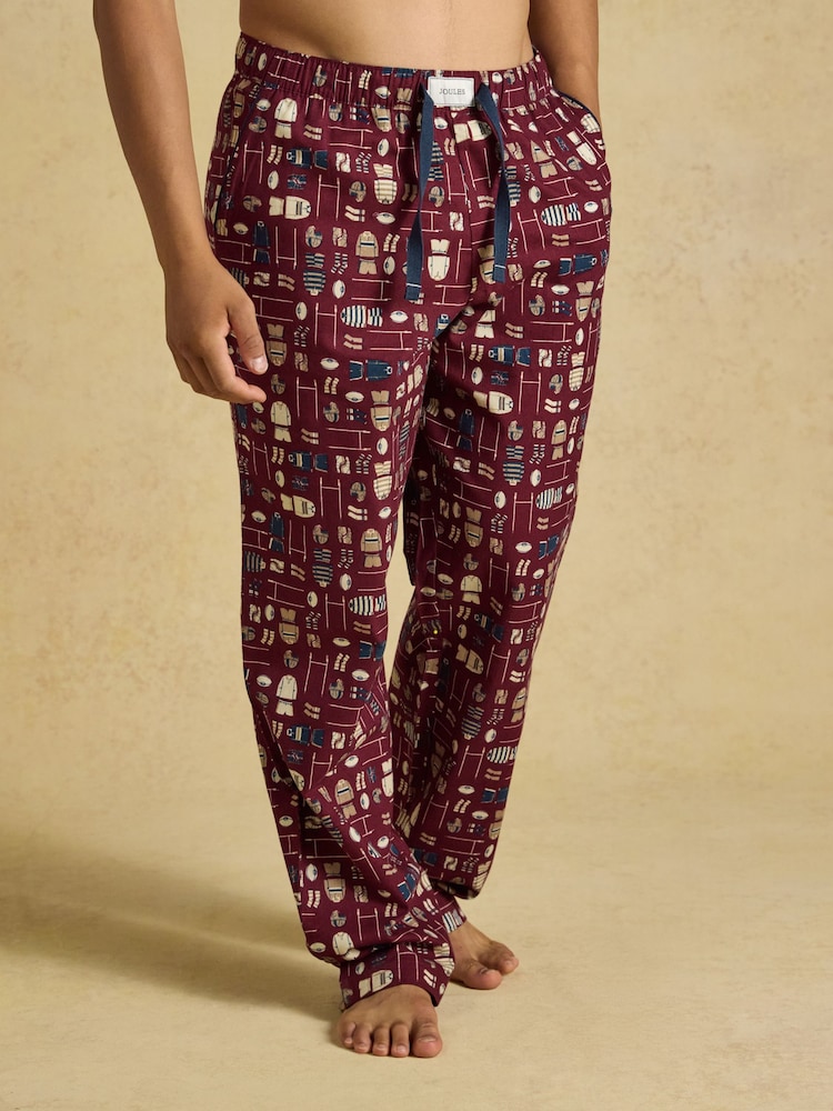 Joules Burgundy Red Relaxed Fit Pyjama Bottoms - Image 1 of 7 Joules Burgundy Red Relaxed Fit Pyjama Bottoms - Image 1 of 7