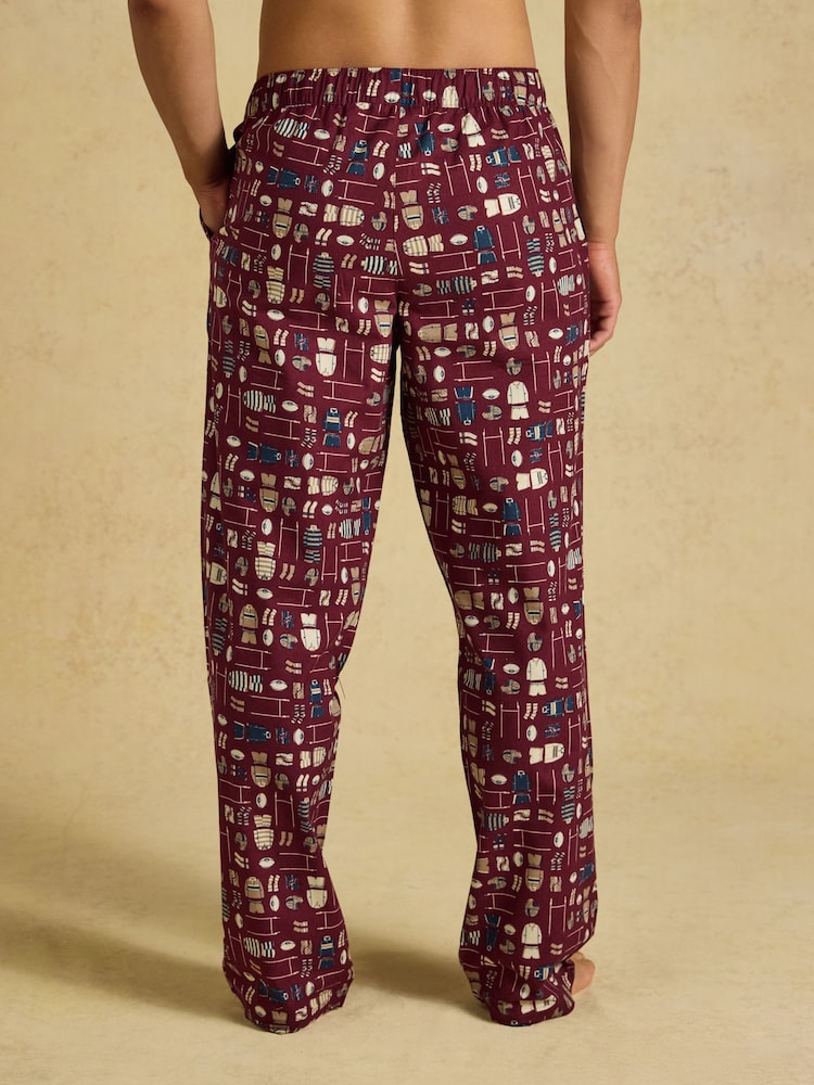 Joules Burgundy Red Relaxed Fit Pyjama Bottoms - Image 2 of 7 Joules Burgundy Red Relaxed Fit Pyjama Bottoms - Image 2 of 7