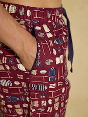Joules Burgundy Red Relaxed Fit Pyjama Bottoms - Image 4 of 7