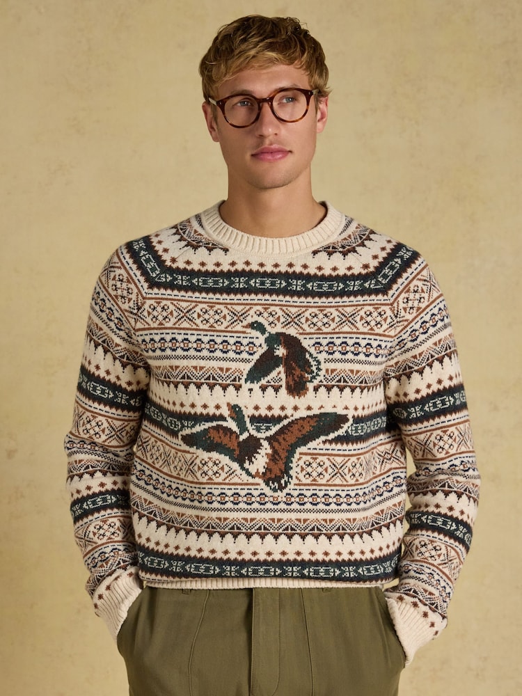 Fair Isle Ducks - Joules Intarsia Crew Neck Jumper - Obraz 1 z 7 Fair Isle Ducks - Joules Intarsia Crew Neck Jumper - Obraz 1 z 7