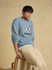 Joules Intarsia Crew Neck Blue Dog Jumper - Image 6 of 7