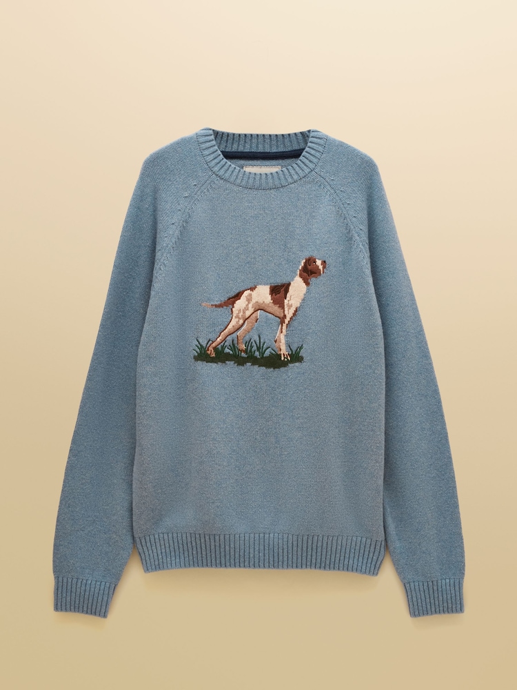 Joules Intarsia Crew Neck Blue Dog Jumper - Image 7 of 7