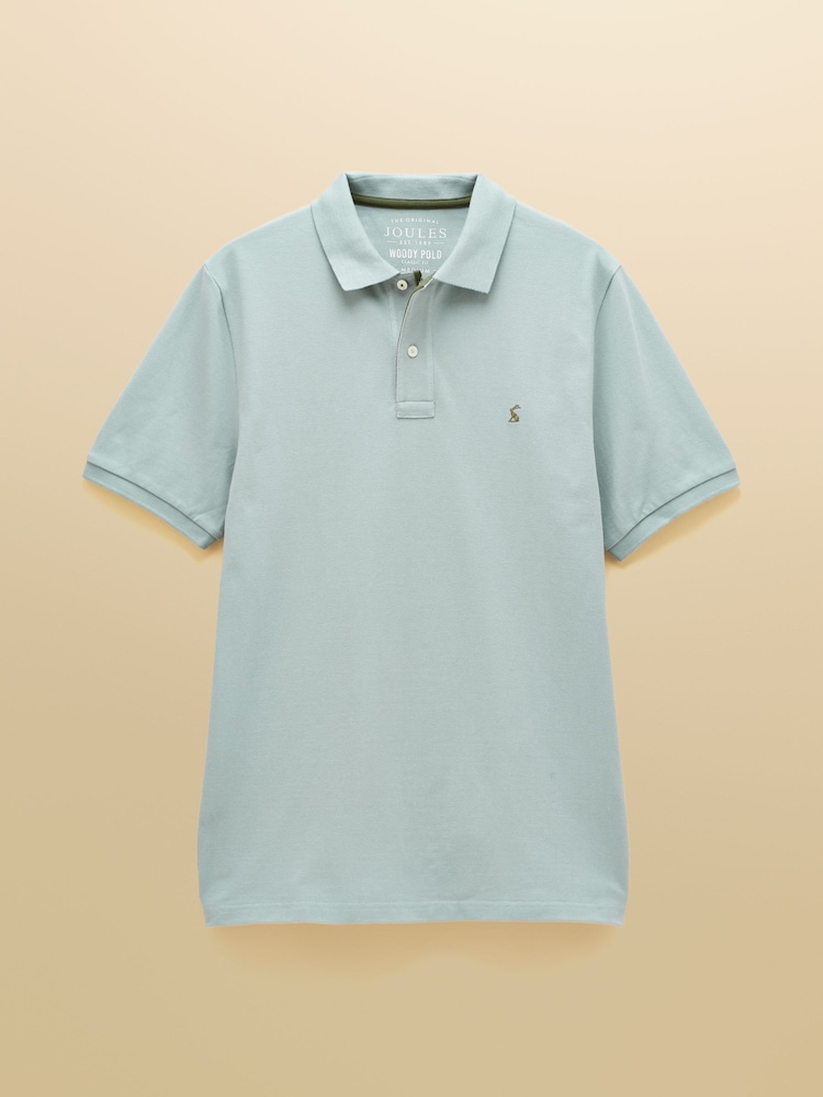 Joules Woody Blue/Grey Cotton Pique Polo Shirt - Image 9 of 9