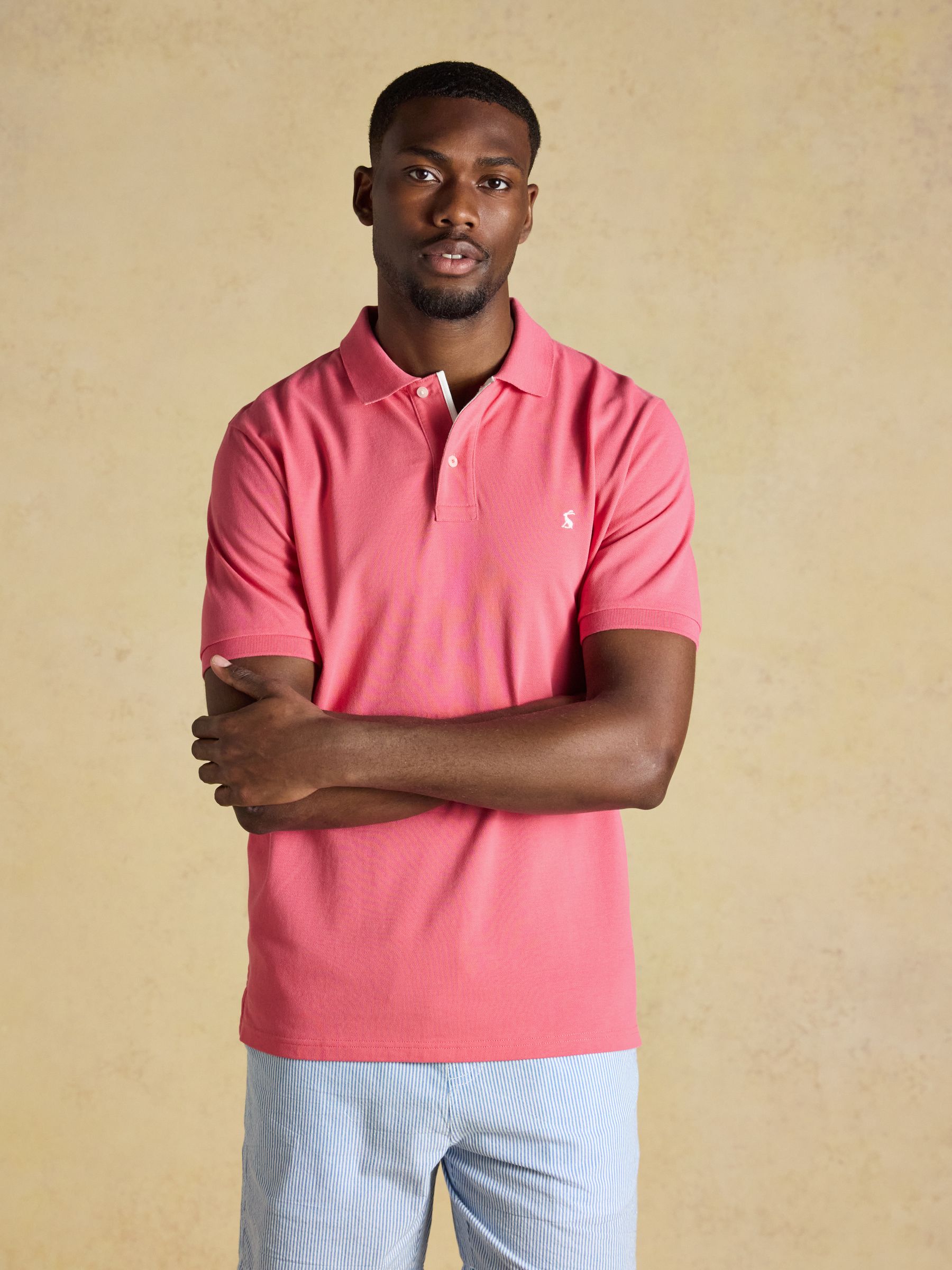 Joules Men's Woody Cotton Pique Polo Shirt Pink Small