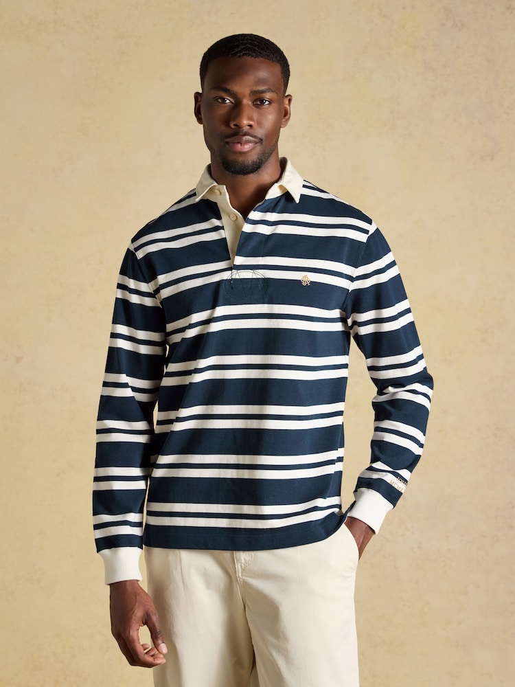 Joules Rugby Club Navy/White Long Sleeve Stripe Shirt - Image 1 of 9
