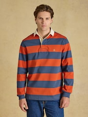 Joules Rugby Club Blue/Orange Long Sleeve Striped Rugby Shirt - Image 1 of 8