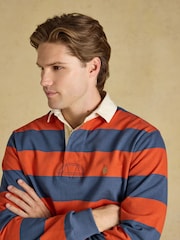 Joules Rugby Club Blue/Orange Long Sleeve Striped Rugby Shirt - Image 3 of 8