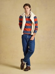 Joules Rugby Club Blue/Orange Long Sleeve Striped Rugby Shirt - Image 4 of 8
