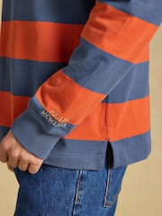 Joules Rugby Club Blue/Orange Long Sleeve Striped Rugby Shirt - Image 5 of 8