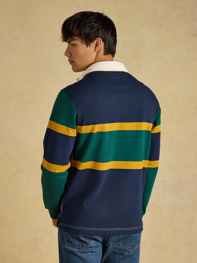 Joules Green/Navy Embellished Rugby Shirt - Image 2 of 9 Joules Green/Navy Embellished Rugby Shirt - Image 2 of 9