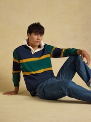 Joules Green/Navy Embellished Rugby Shirt - Image 3 of 9