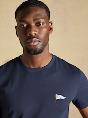 Joules Navy Boat Print Classic Fit Cotton T-Shirt - Image 4 of 7