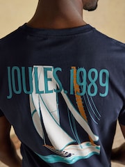 Joules Navy Boat Print Classic Fit Cotton T-Shirt - Image 5 of 7