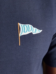 Joules Navy Boat Print Classic Fit Cotton T-Shirt - Image 6 of 7