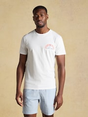 Joules White Sport Print Classic Fit Cotton T-Shirt - Image 1 of 5
