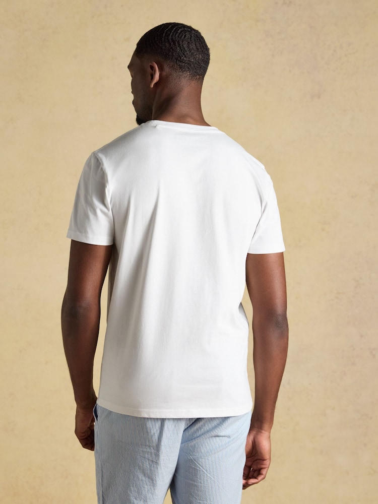 Joules White Sport Print Classic Fit Cotton T-Shirt - Image 2 of 5