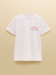 Joules White Sport Print Classic Fit Cotton T-Shirt - Image 4 of 5