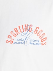 Joules White Sport Print Classic Fit Cotton T-Shirt - Image 5 of 5