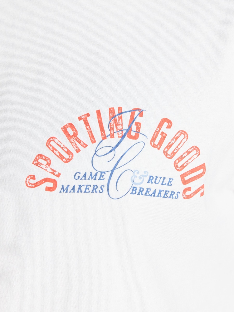 Joules White Sport Print Classic Fit Cotton T-Shirt - Image 5 of 5
