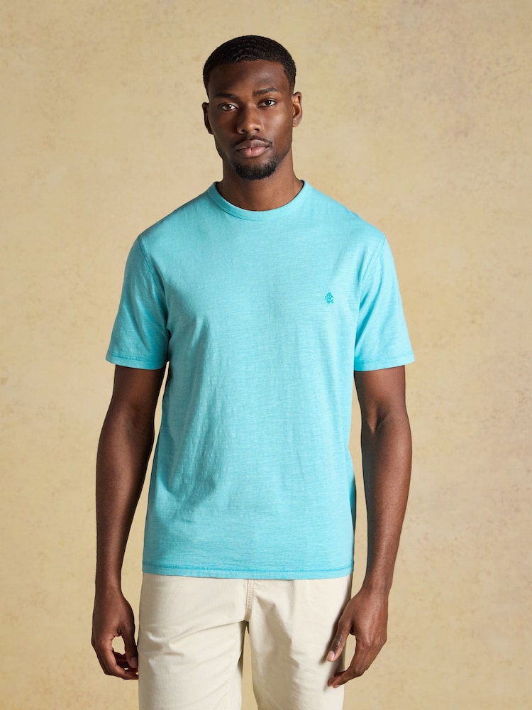 Joules Rugby Club Blue Classic Fit Garment Dyed Cotton T-Shirt - Image 1 of 5 Joules Rugby Club Blue Classic Fit Garment Dyed Cotton T-Shirt - Image 1 of 5