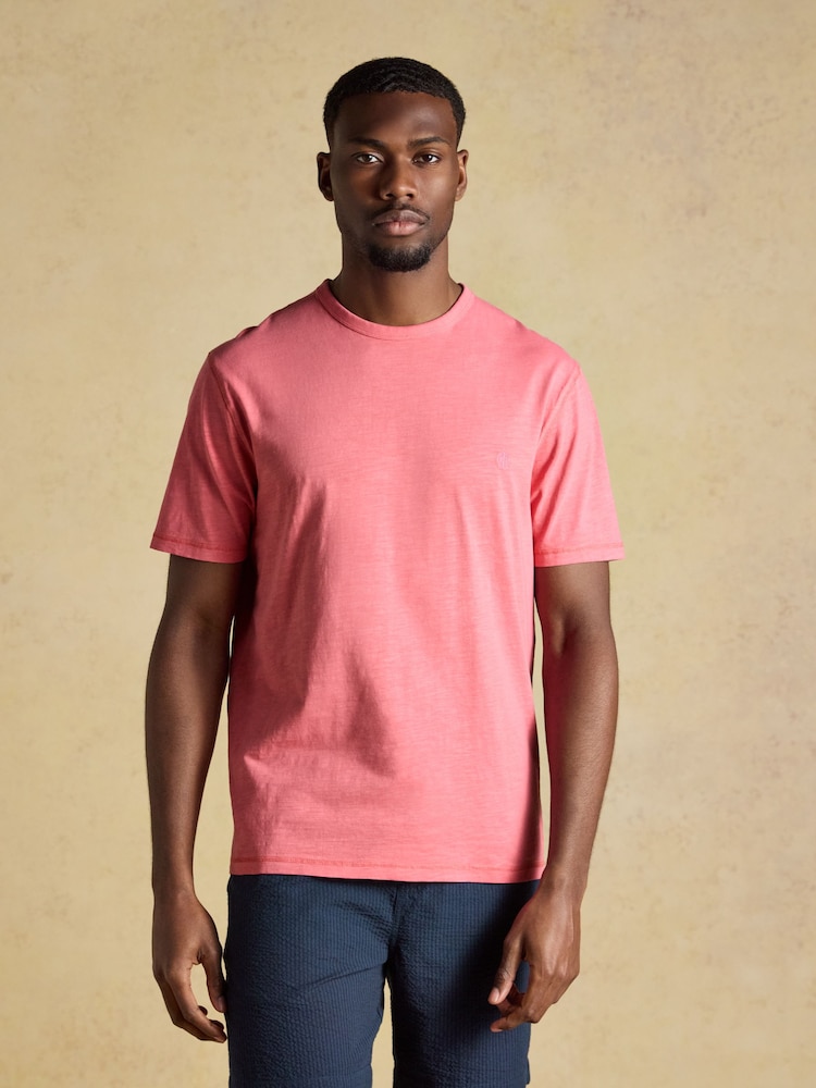 Joules Rugby Club Rose Pink Classic Fit Garment Dyed Cotton T-Shirt - Image 1 of 6 Joules Rugby Club Rose Pink Classic Fit Garment Dyed Cotton T-Shirt - Image 1 of 6