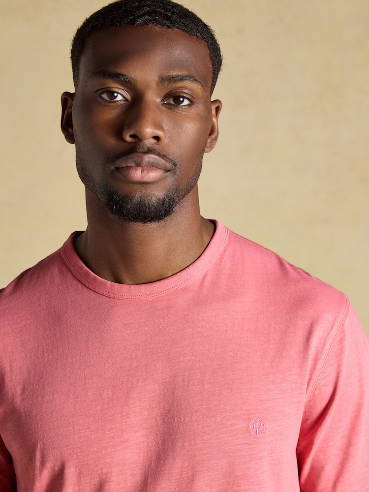 Joules Rugby Club Rose Pink Classic Fit Garment Dyed Cotton T-Shirt - Image 2 of 6 Joules Rugby Club Rose Pink Classic Fit Garment Dyed Cotton T-Shirt - Image 2 of 6