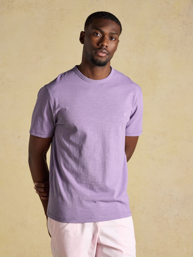 Joules Rugby Club Purple Classic Fit Garment Dyed Cotton T-Shirt - Image 1 of 5 Joules Rugby Club Purple Classic Fit Garment Dyed Cotton T-Shirt - Image 1 of 5
