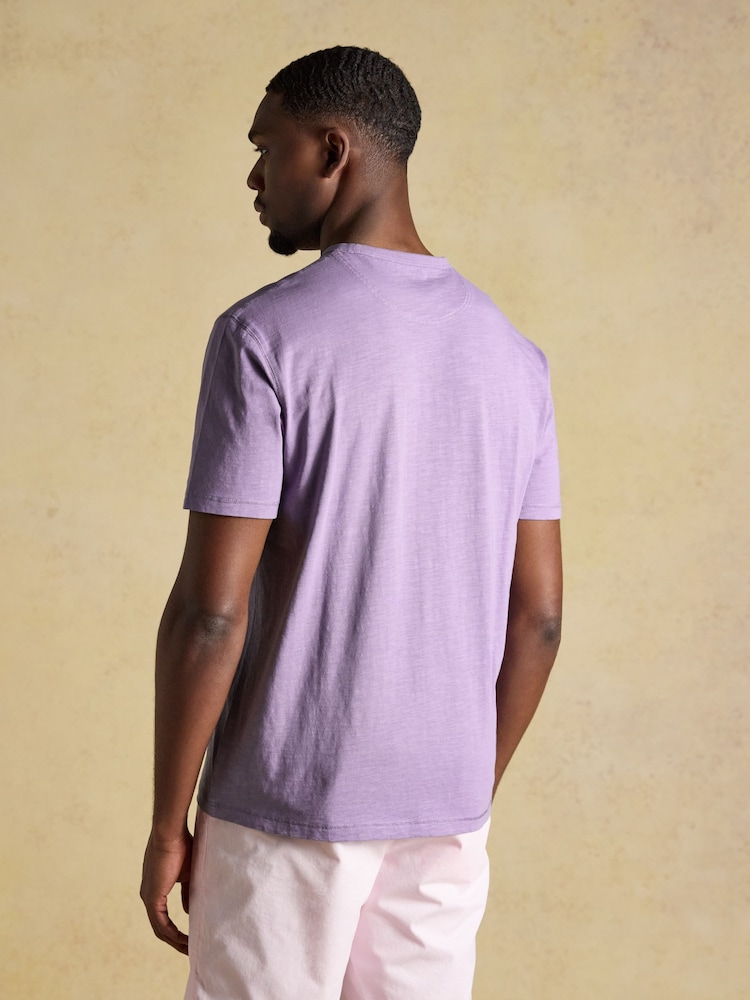 Joules Rugby Club Purple Classic Fit Garment Dyed Cotton T-Shirt - Image 2 of 5 Joules Rugby Club Purple Classic Fit Garment Dyed Cotton T-Shirt - Image 2 of 5